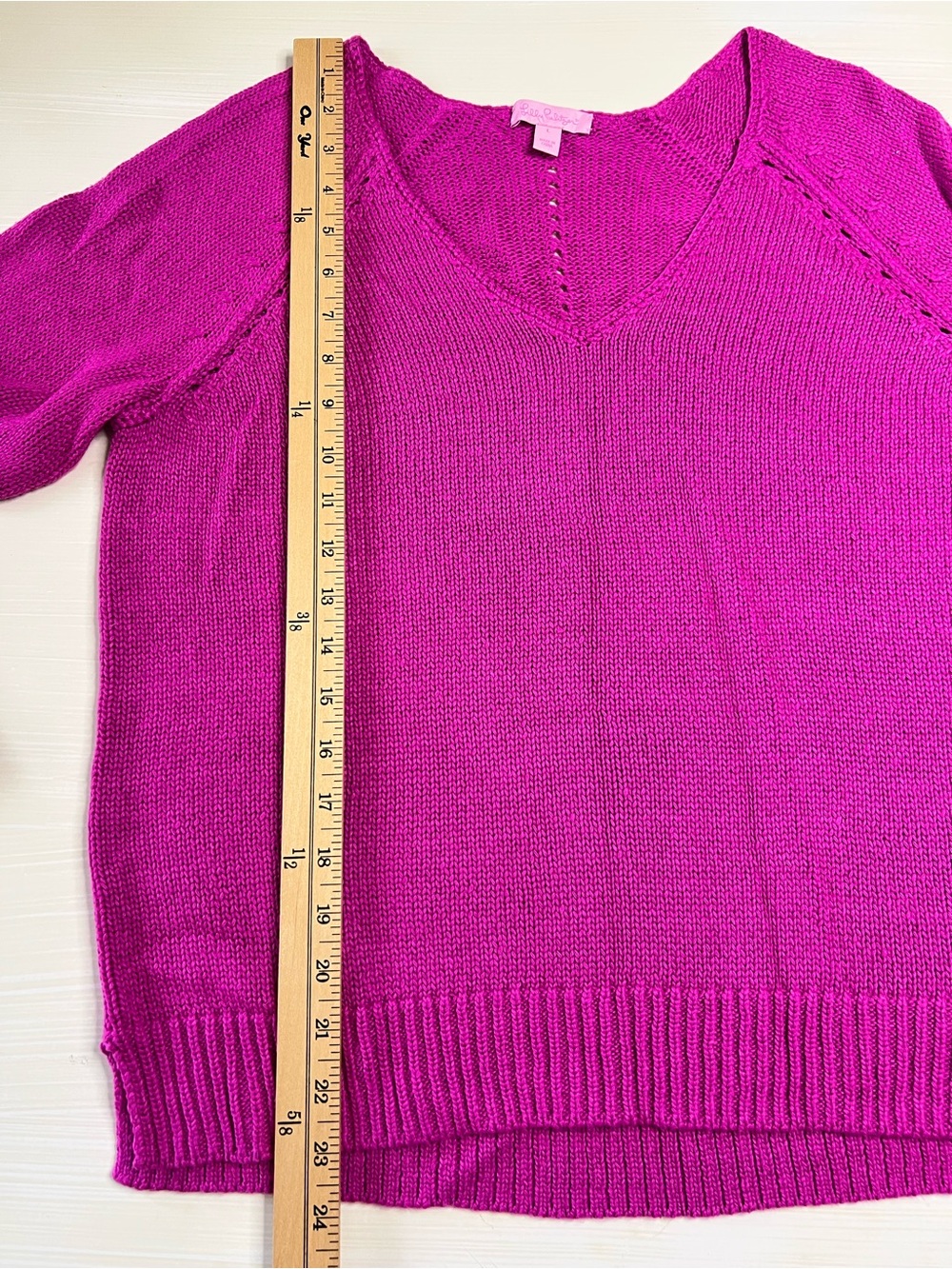 Vintage Lilly Pulitzer Fuchsia V-Neck Sweater - Picture 6 of 7